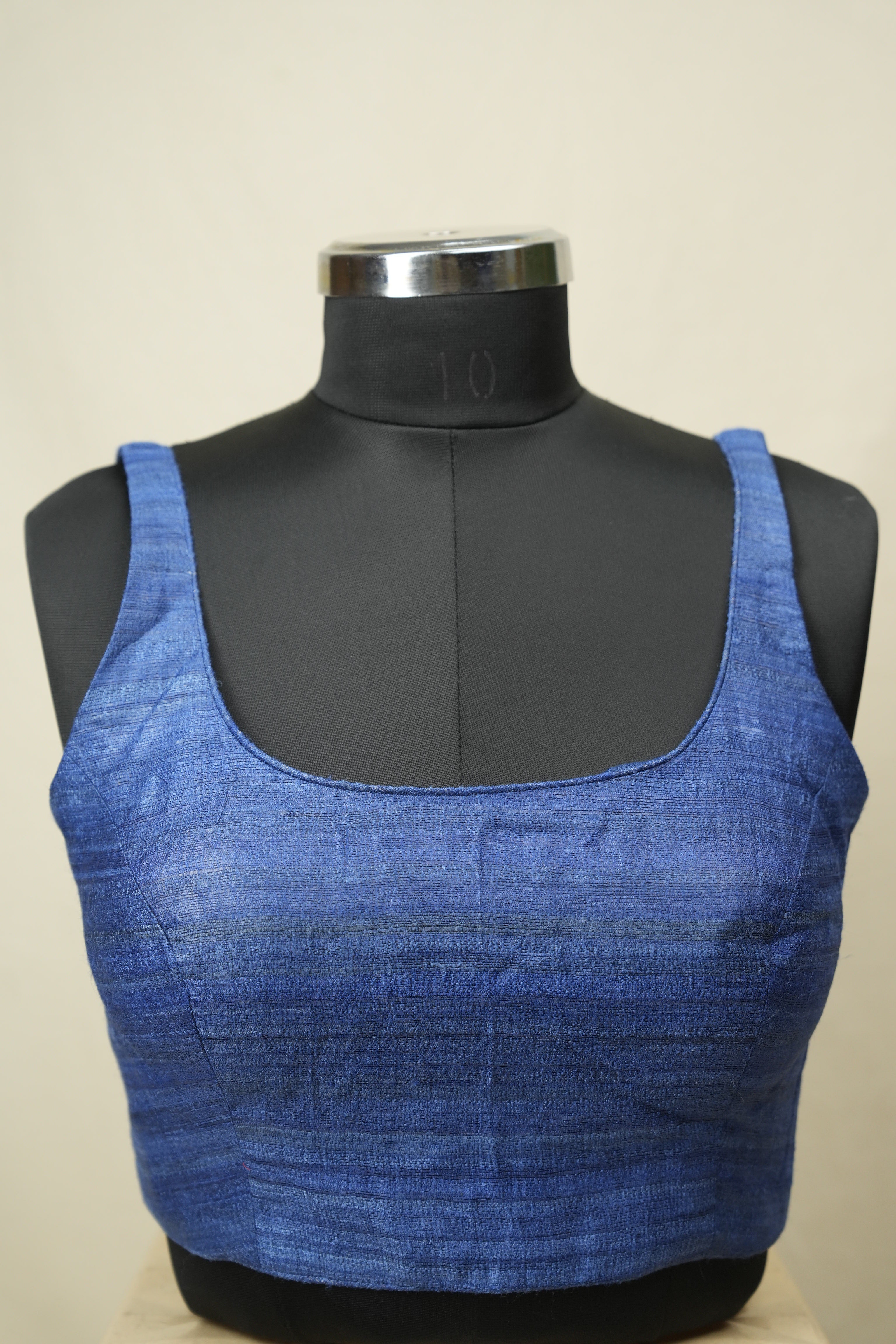 Navy Blue Matka Silk Blouse - SRNBMSB02