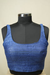 Navy Blue Matka Silk Blouse - SRNBMSB02