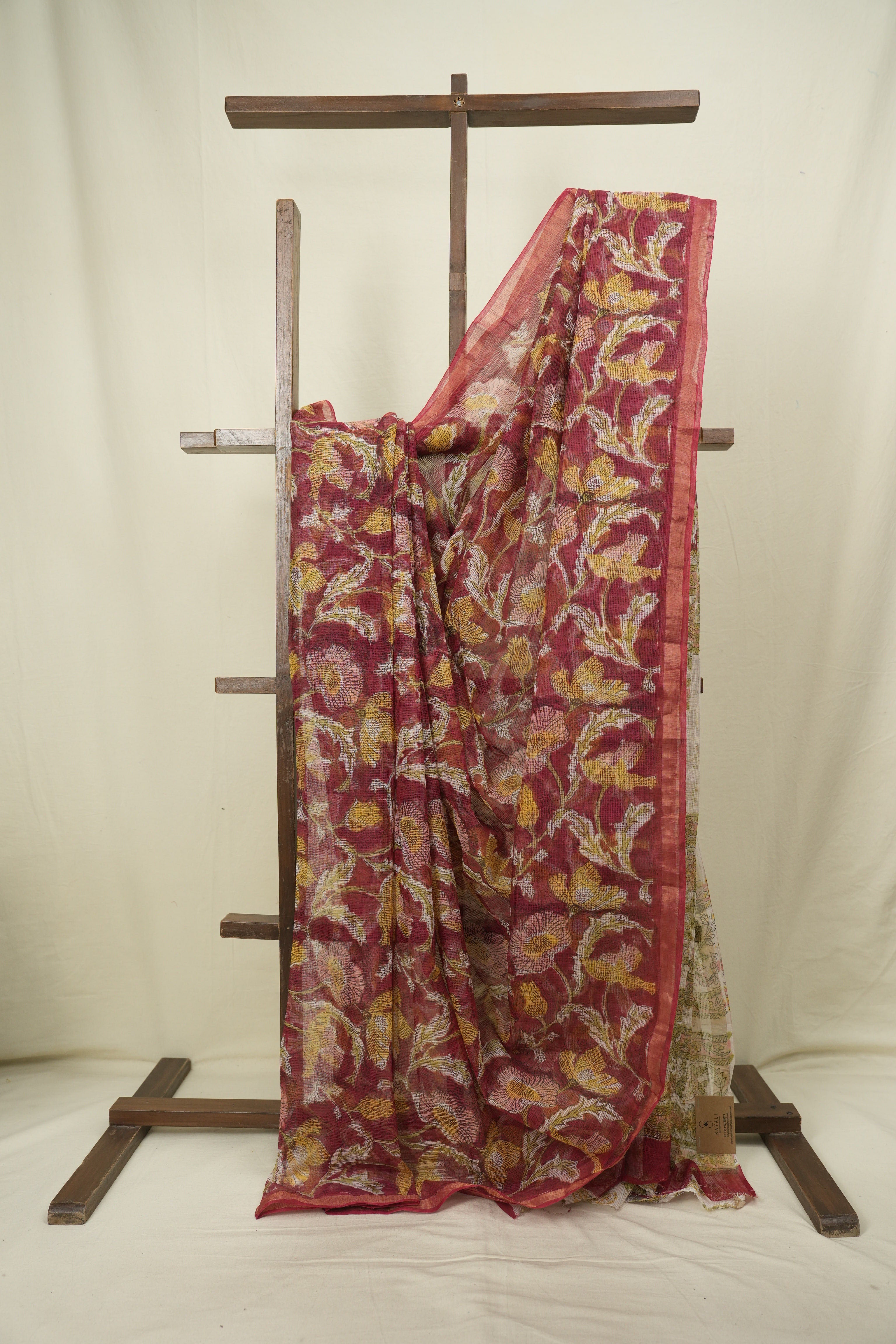 Maroon Kota Doria Saree - SRMKDS308
