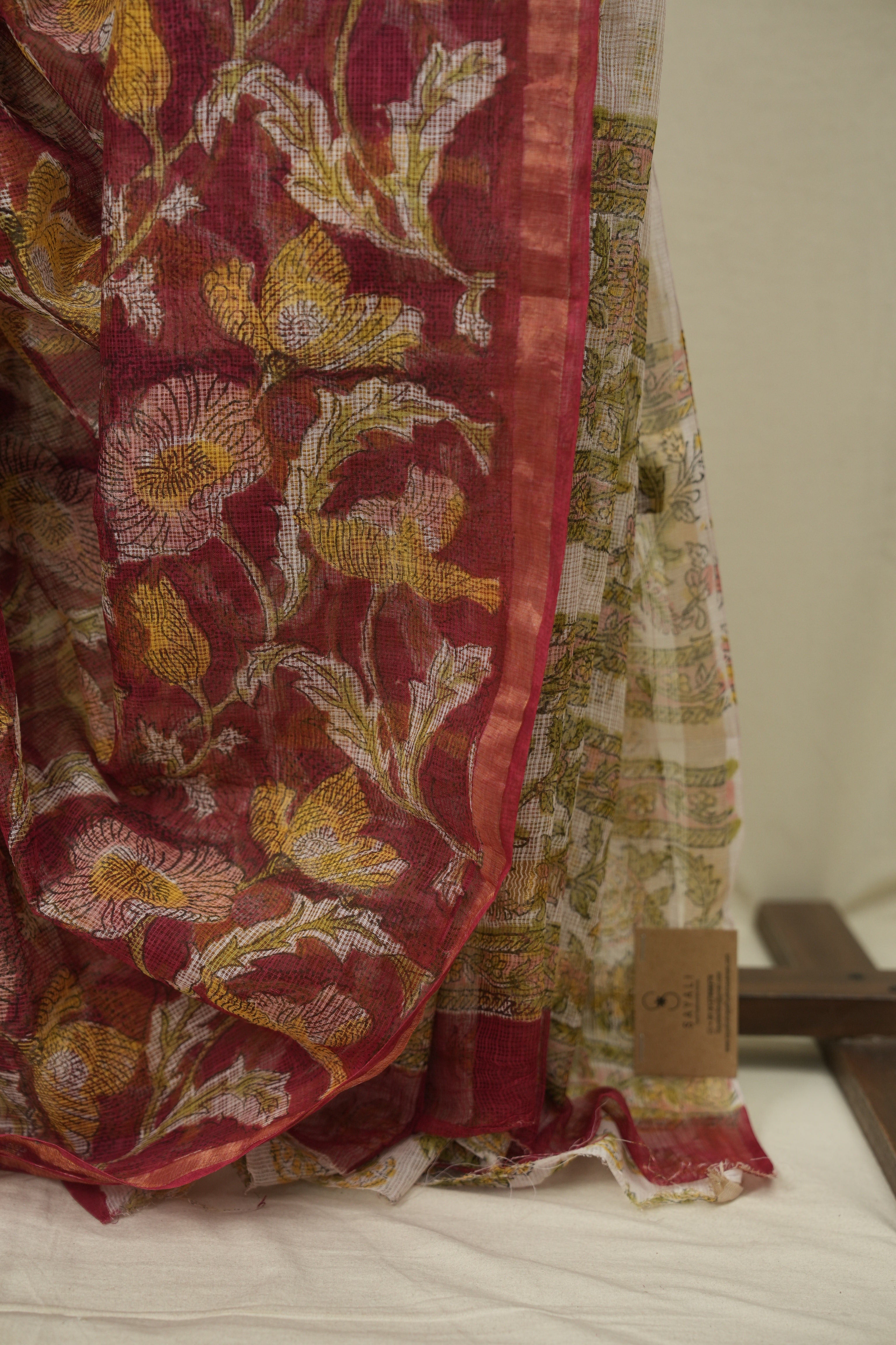 Maroon Kota Doria Saree - SRMKDS308
