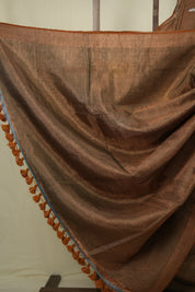 Copper Green Tissue Linen Jamdani Saree - SRCGTLJS201