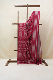 Maroon Pochampalli Cotton Ikat Saree - SRMPCIS495