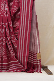 Maroon Pochampalli Cotton Ikat Saree - SRMPCIS495
