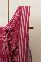 Maroon Pochampalli Cotton Ikat Saree - SRMPCIS495