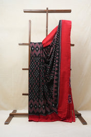 Black Pochampalli Cotton Ikat Saree - SRBPCIS520