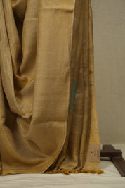 Beige Gold Tissue Linen Jamdani Saree - SRPGTLJS200