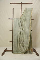 Sage Green White Maheshwari Saree - SRSGWMS996
