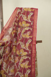 Maroon Kota Doria Saree - SRMKDS308