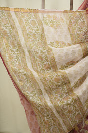Maroon Kota Doria Saree - SRMKDS308