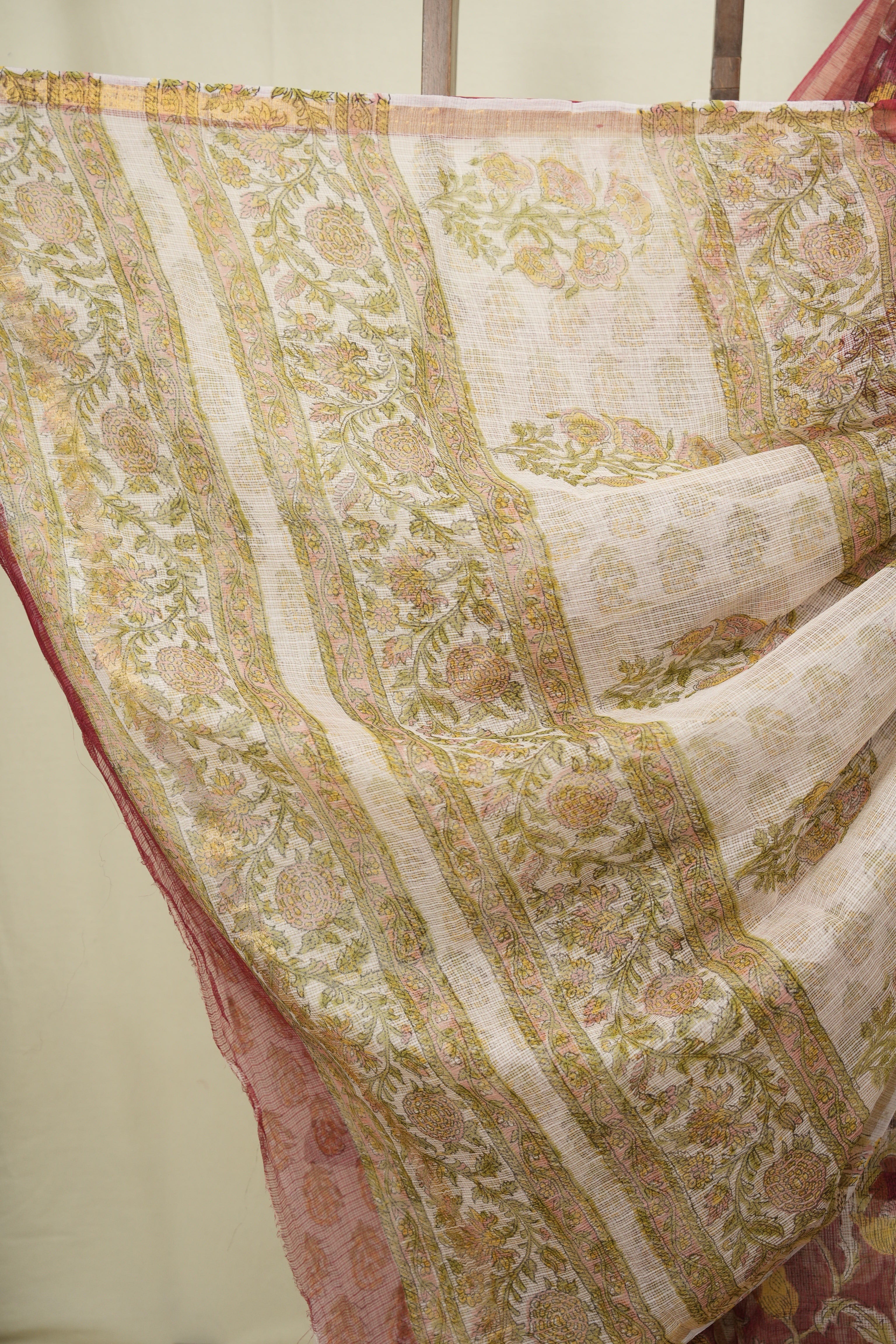 Maroon Kota Doria Saree - SRMKDS308