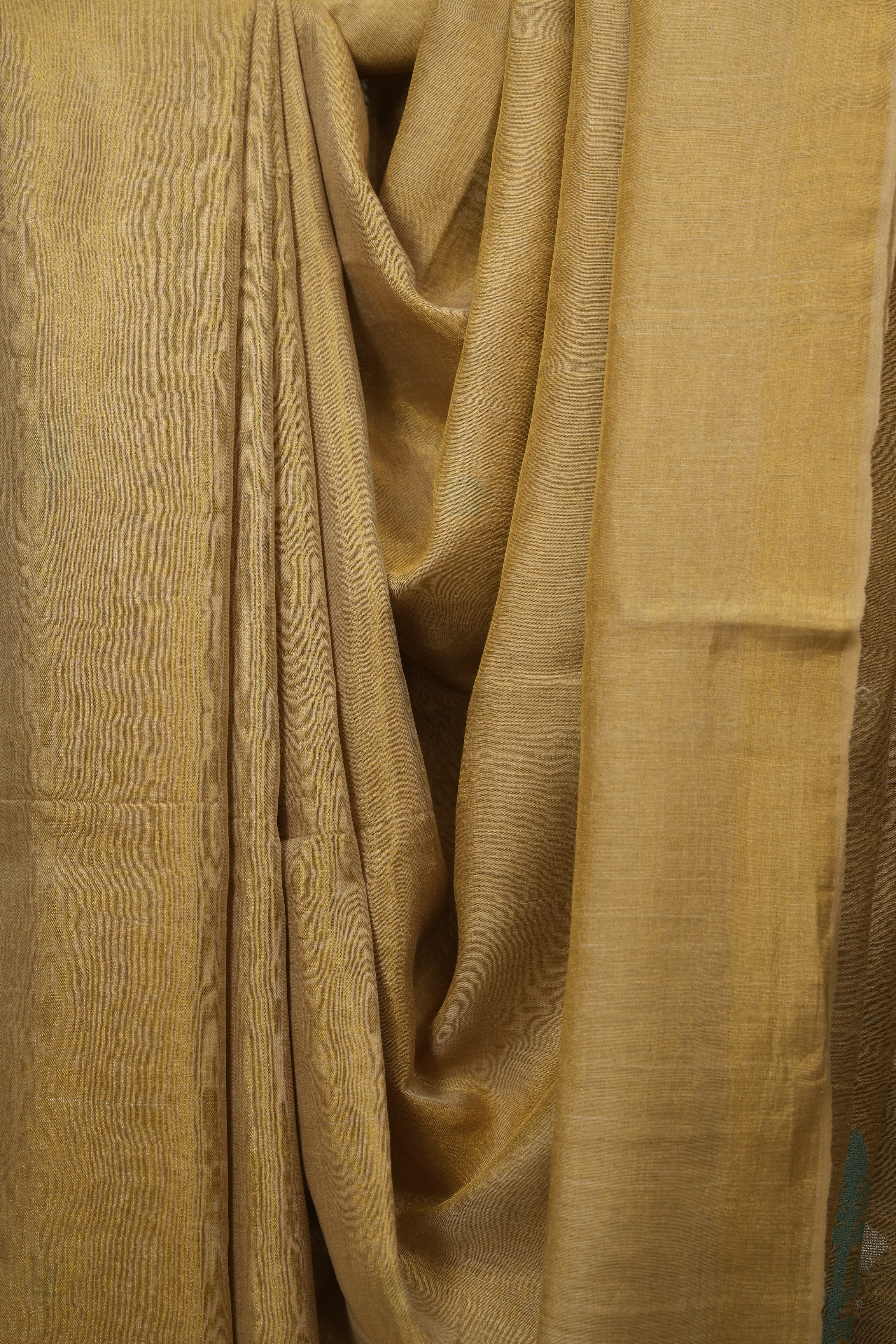 Beige Gold Tissue Linen Jamdani Saree - SRPGTLJS200