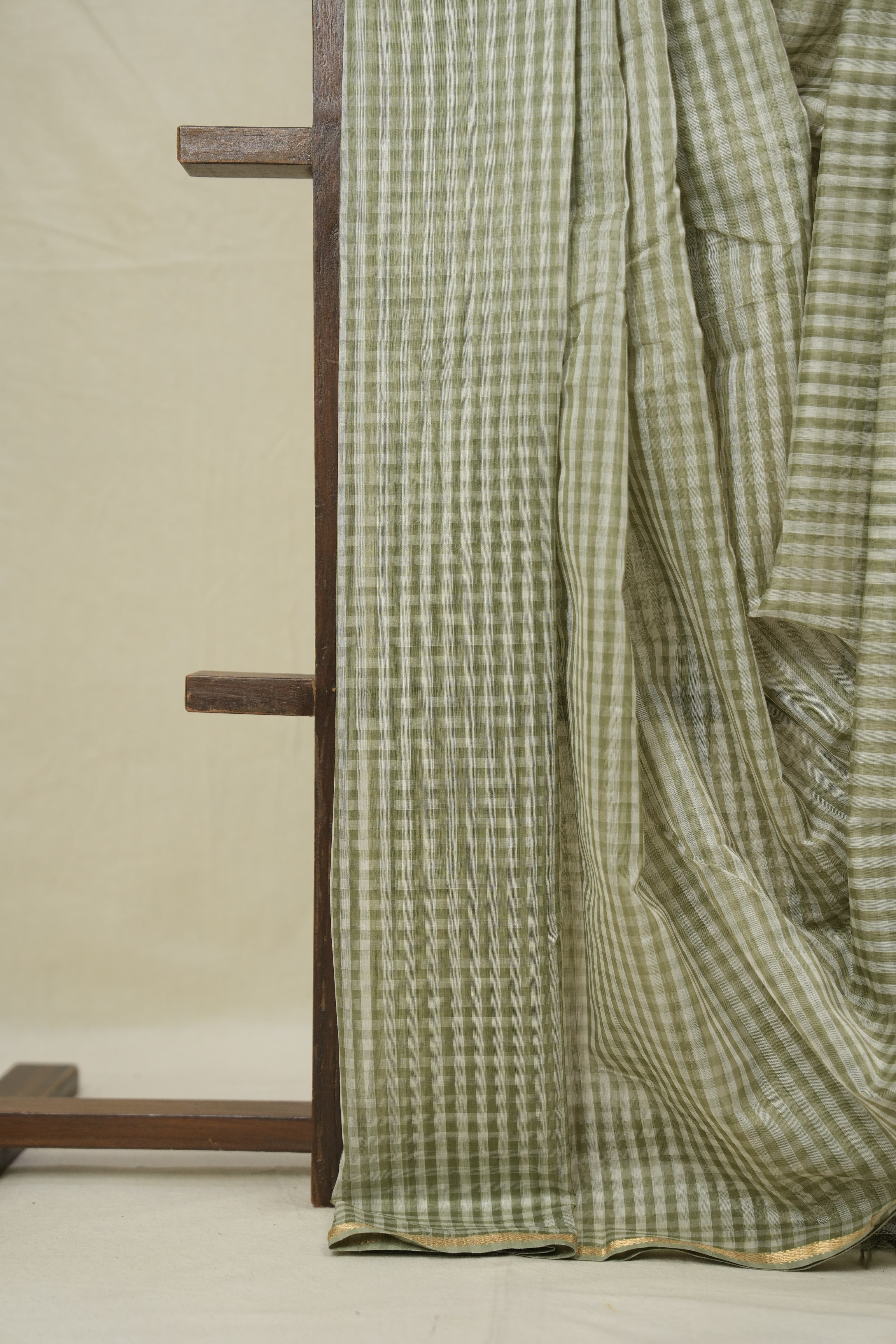 Sage Green White Maheshwari Saree - SRSGWMS996