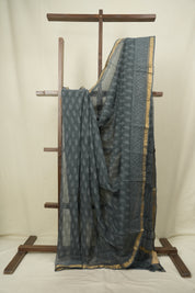 Charcoal Grey Kota Doria Saree - SRCGKDS312