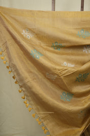 Beige Gold Tissue Linen Jamdani Saree - SRPGTLJS200