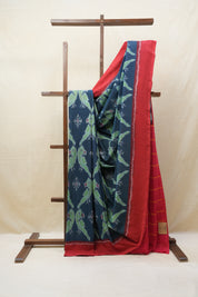 Teal Blue Pochampalli Cotton Ikat Saree - SRGPCIS536