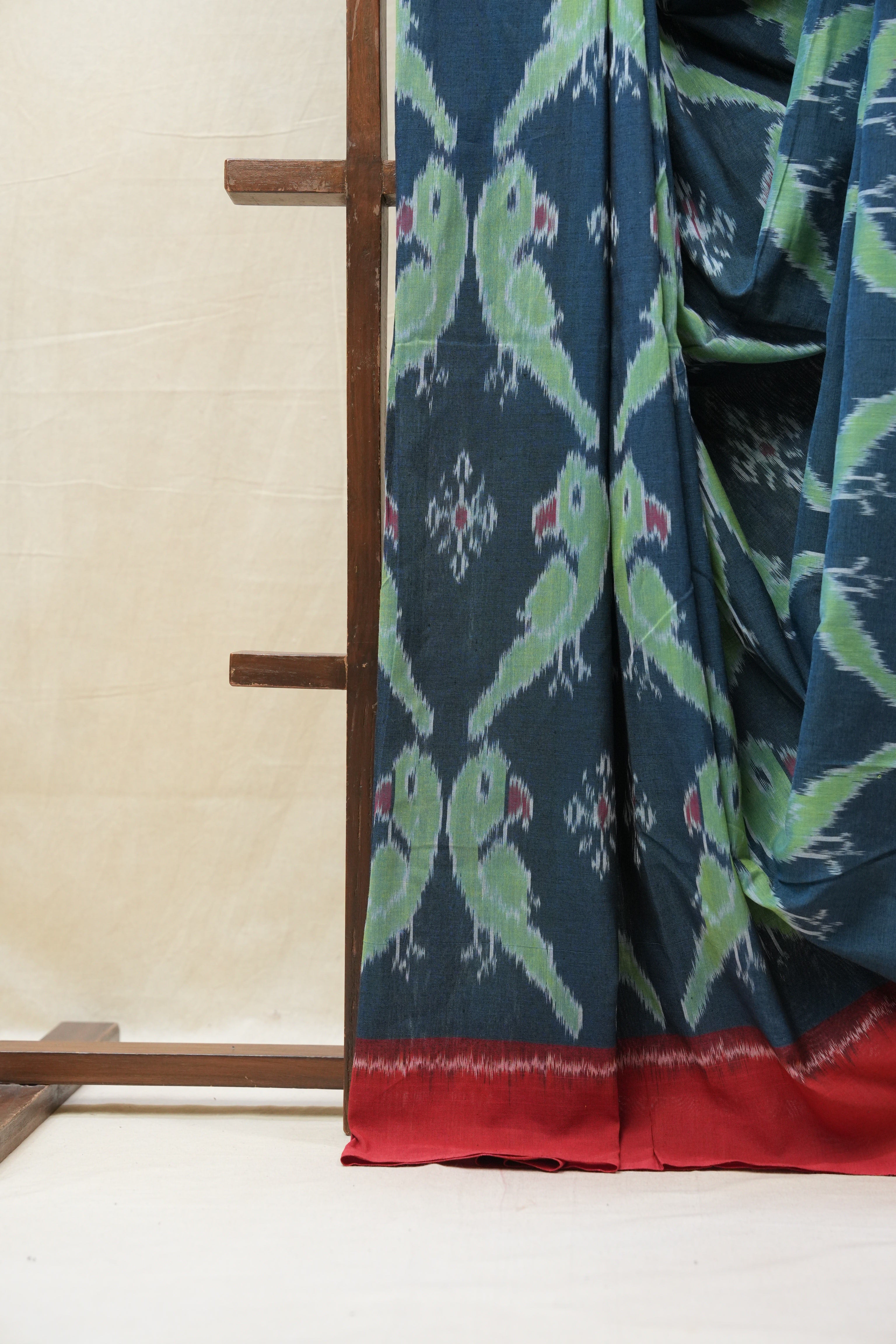 Teal Blue Pochampalli Cotton Ikat Saree - SRGPCIS536