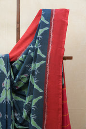 Teal Blue Pochampalli Cotton Ikat Saree - SRGPCIS536