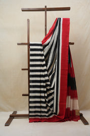 Black & White Pochampalli Cotton Ikat Saree - SRBWPCIS537