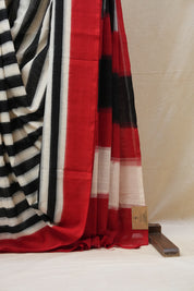 Black & White Pochampalli Cotton Ikat Saree - SRBWPCIS537