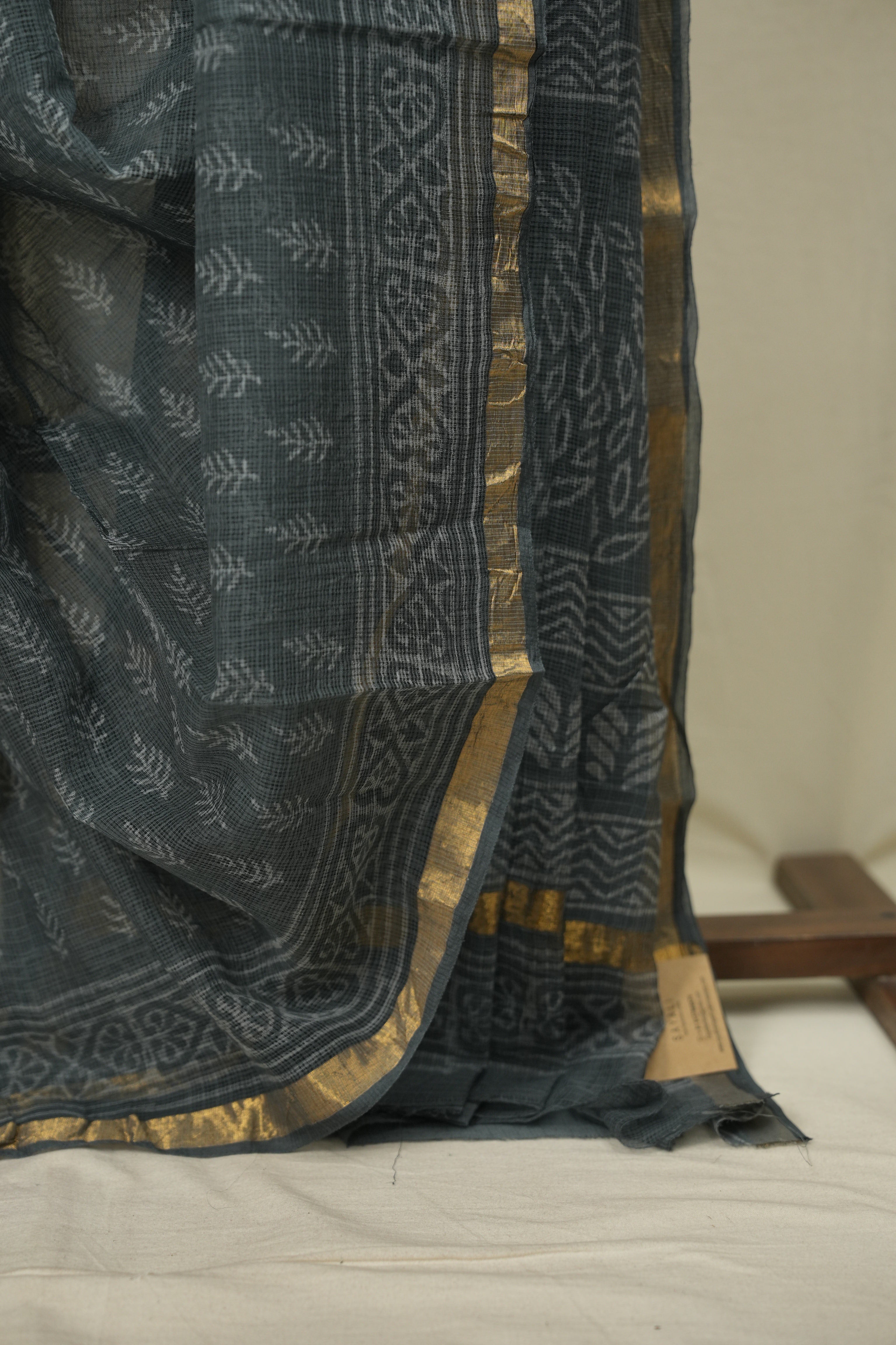 Charcoal Grey Kota Doria Saree - SRCGKDS312