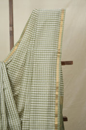 Sage Green White Maheshwari Saree - SRSGWMS996