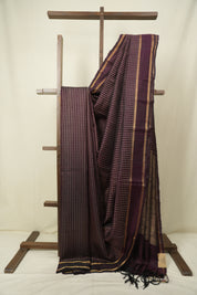 Wine Raw Silk Saree - SRWRSS1129