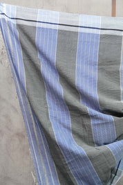 Sky Blue Small Checks Cotton Patteda Anchu Saree - SRSBPAS89