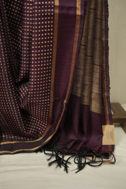 Wine Raw Silk Saree - SRWRSS1129