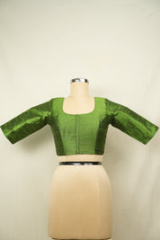 Green Raw Silk Blouse - SRGRSB18