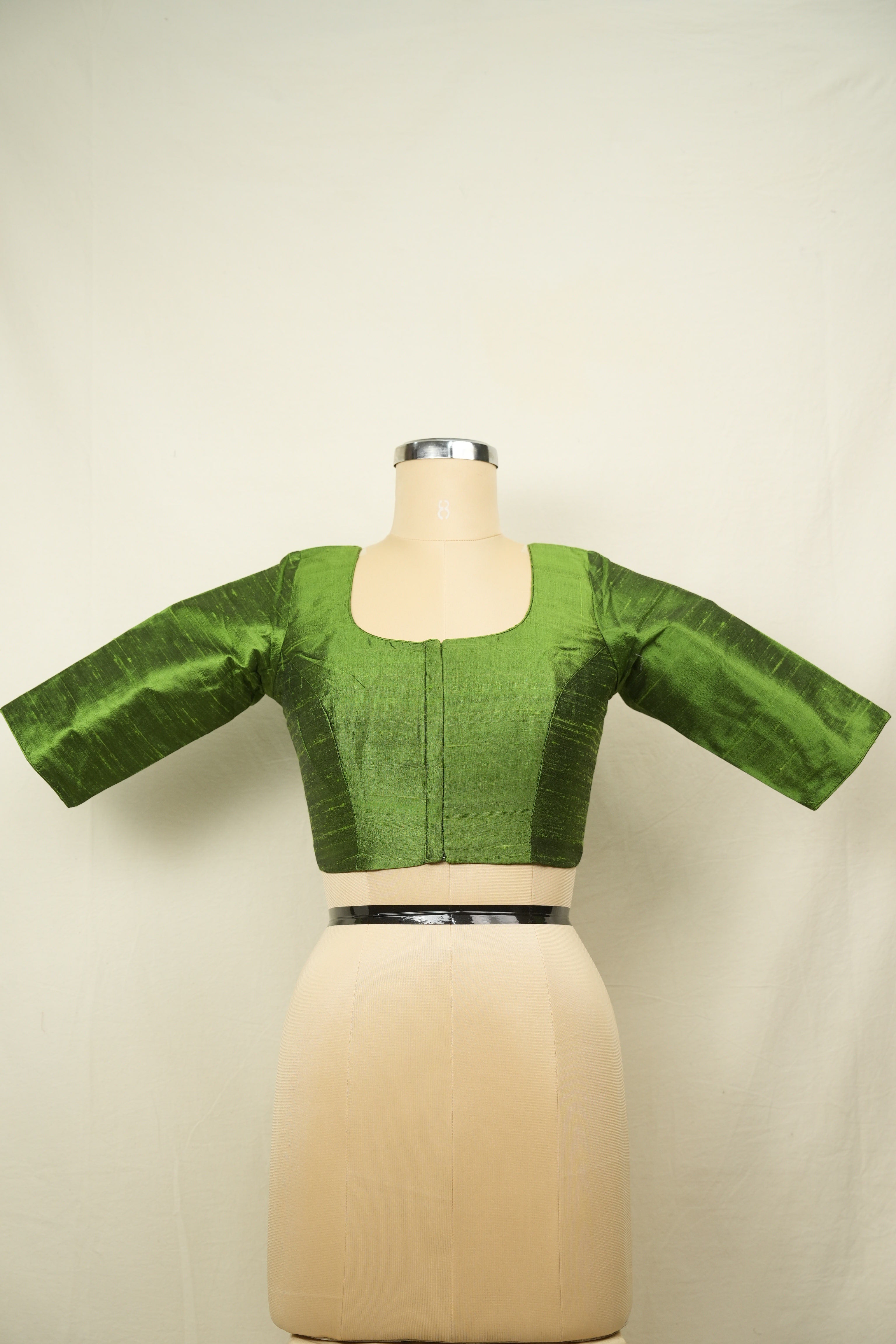 Green Raw Silk Blouse - SRGRSB18