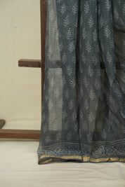 Charcoal Grey Kota Doria Saree - SRCGKDS312