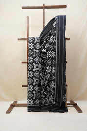 Black Pochampalli Cotton Ikat Saree - SRBPCIS498