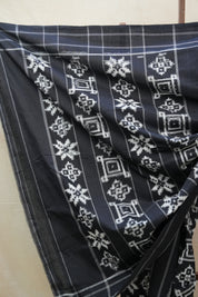 Black Pochampalli Cotton Ikat Saree - SRBPCIS498