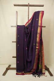 Purple Linen Jamdani Saree - SRPLJS522