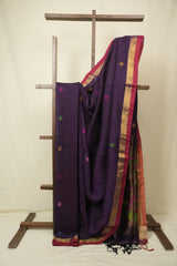 Purple Linen Jamdani Saree - SRPLJS522
