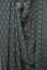 Charcoal Grey Kota Doria Saree - SRCGKDS312
