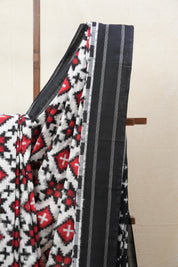 Red-White Pochampalli Cotton Ikat Saree - SRRWPCIS497