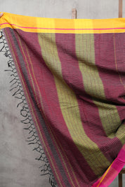 Maroon Big Cheks Cotton Patteda Anchu Saree - SRMPAS120