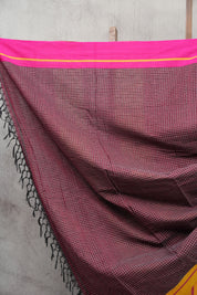 Maroon Big Cheks Cotton Patteda Anchu Saree - SRMPAS120