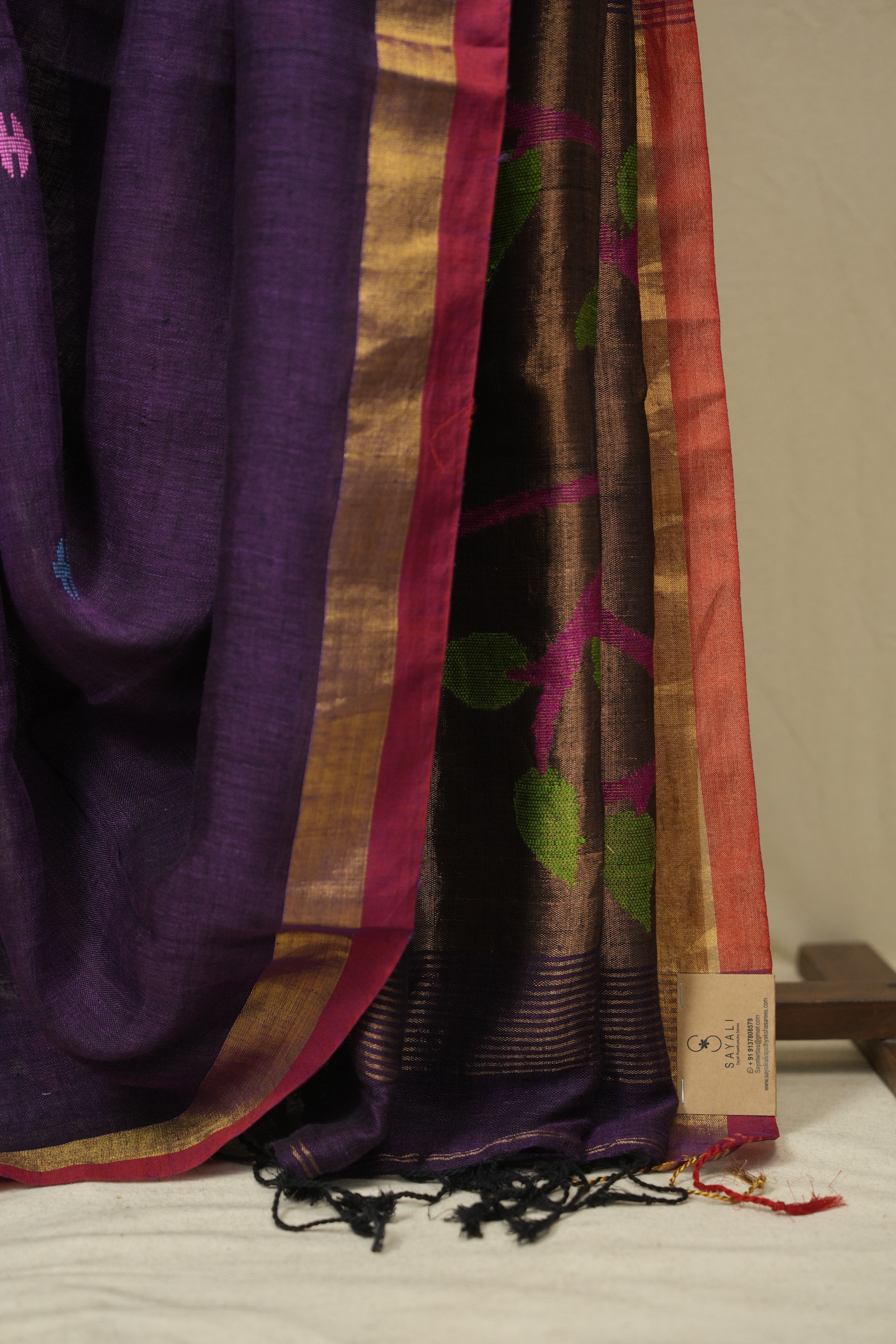 Purple Linen Jamdani Saree - SRPLJS522