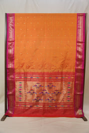 Two Tone Orange Silk Paithani Saree - SRTTOSPS764