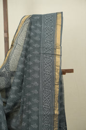 Charcoal Grey Kota Doria Saree - SRCGKDS312