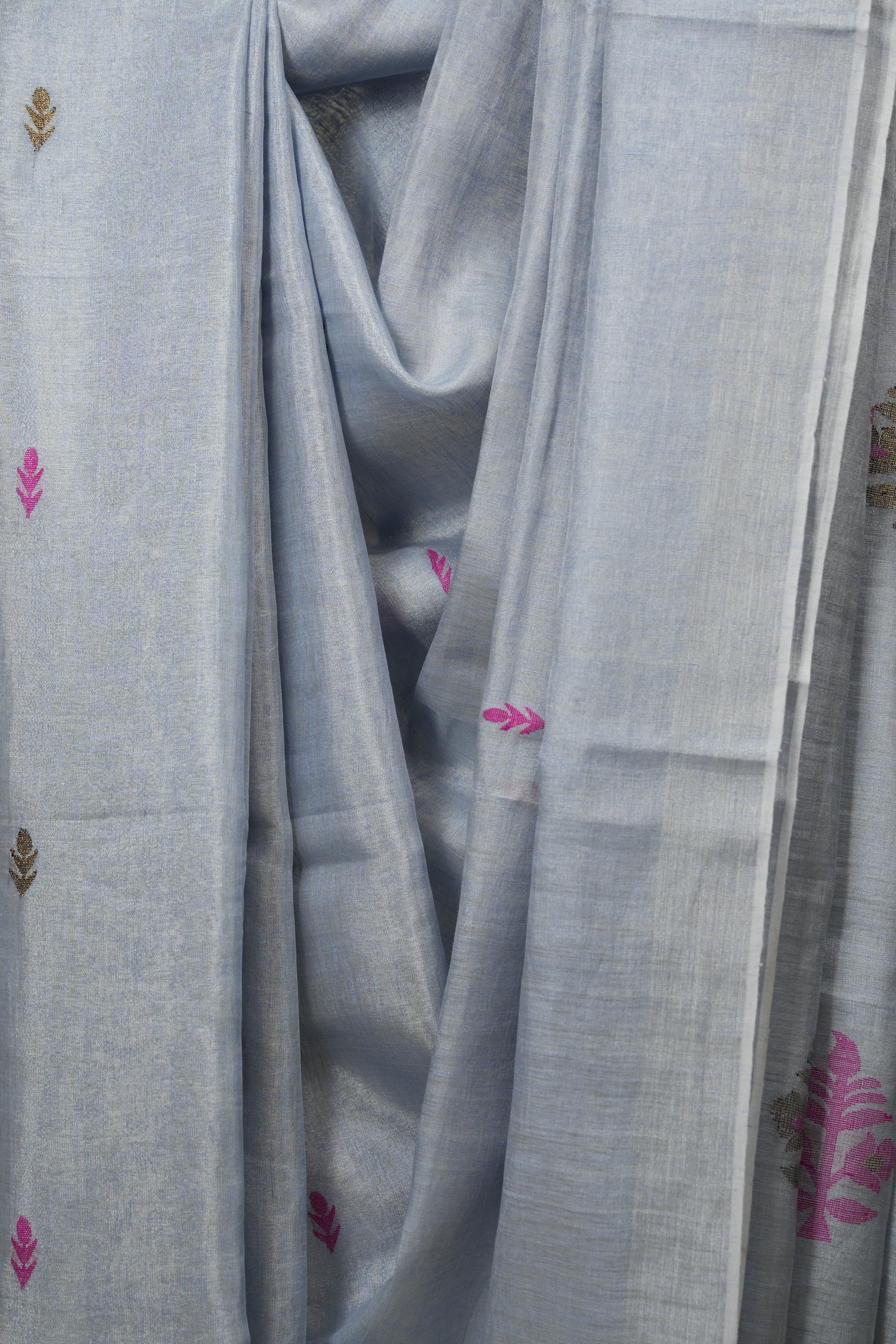Powder Blue Tissue Linen Jamdani Saree - SRPBTLJS206
