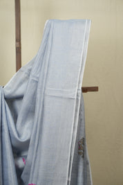 Powder Blue Tissue Linen Jamdani Saree - SRPBTLJS206