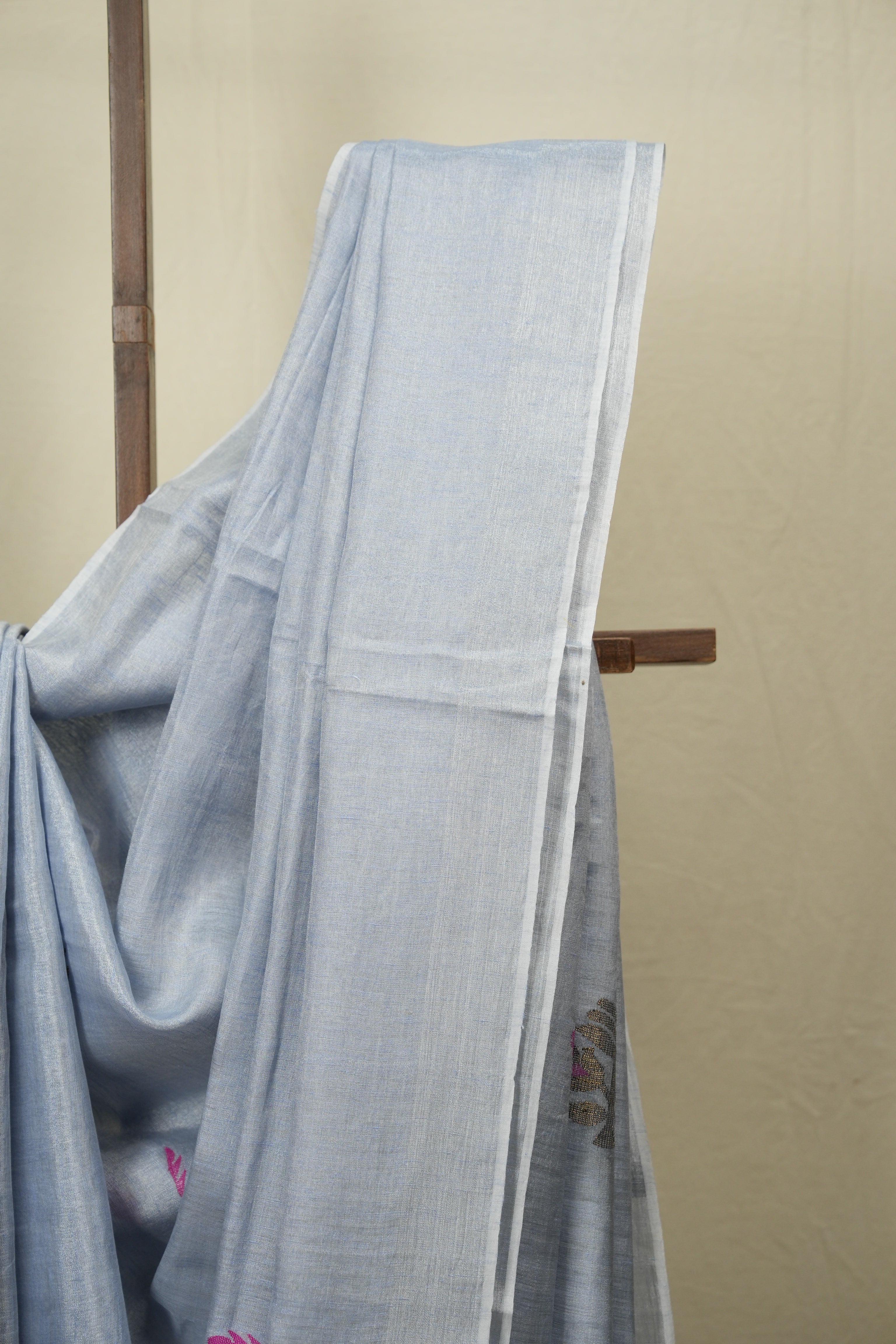 Powder Blue Tissue Linen Jamdani Saree - SRPBTLJS206