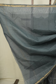 Charcoal Grey Kota Doria Saree - SRCGKDS312