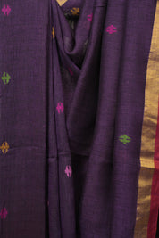 Purple Linen Jamdani Saree - SRPLJS522
