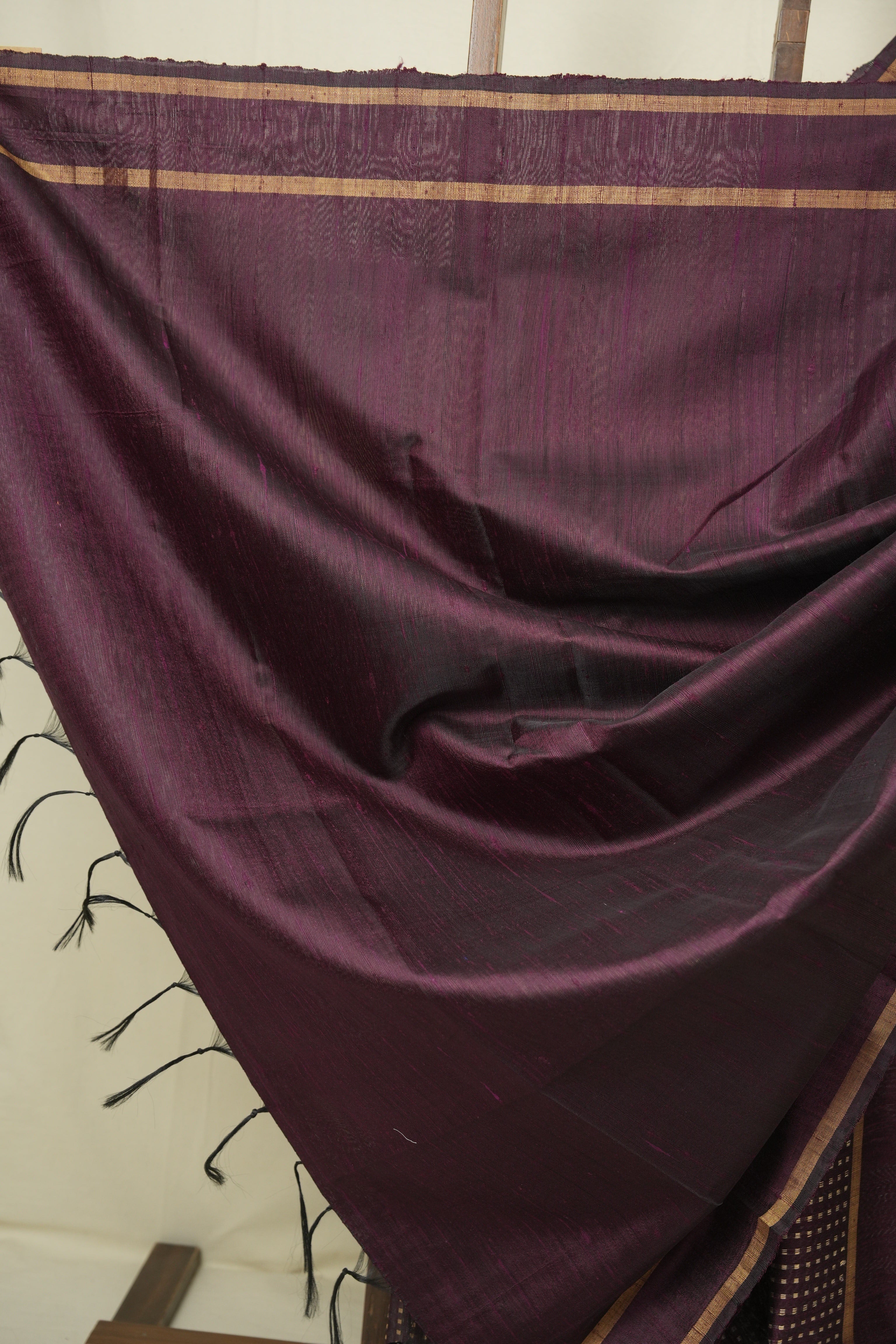 Wine Raw Silk Saree - SRWRSS1129