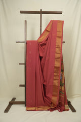 Pestle Red Cotton Paithani Saree - SRPRCPS745