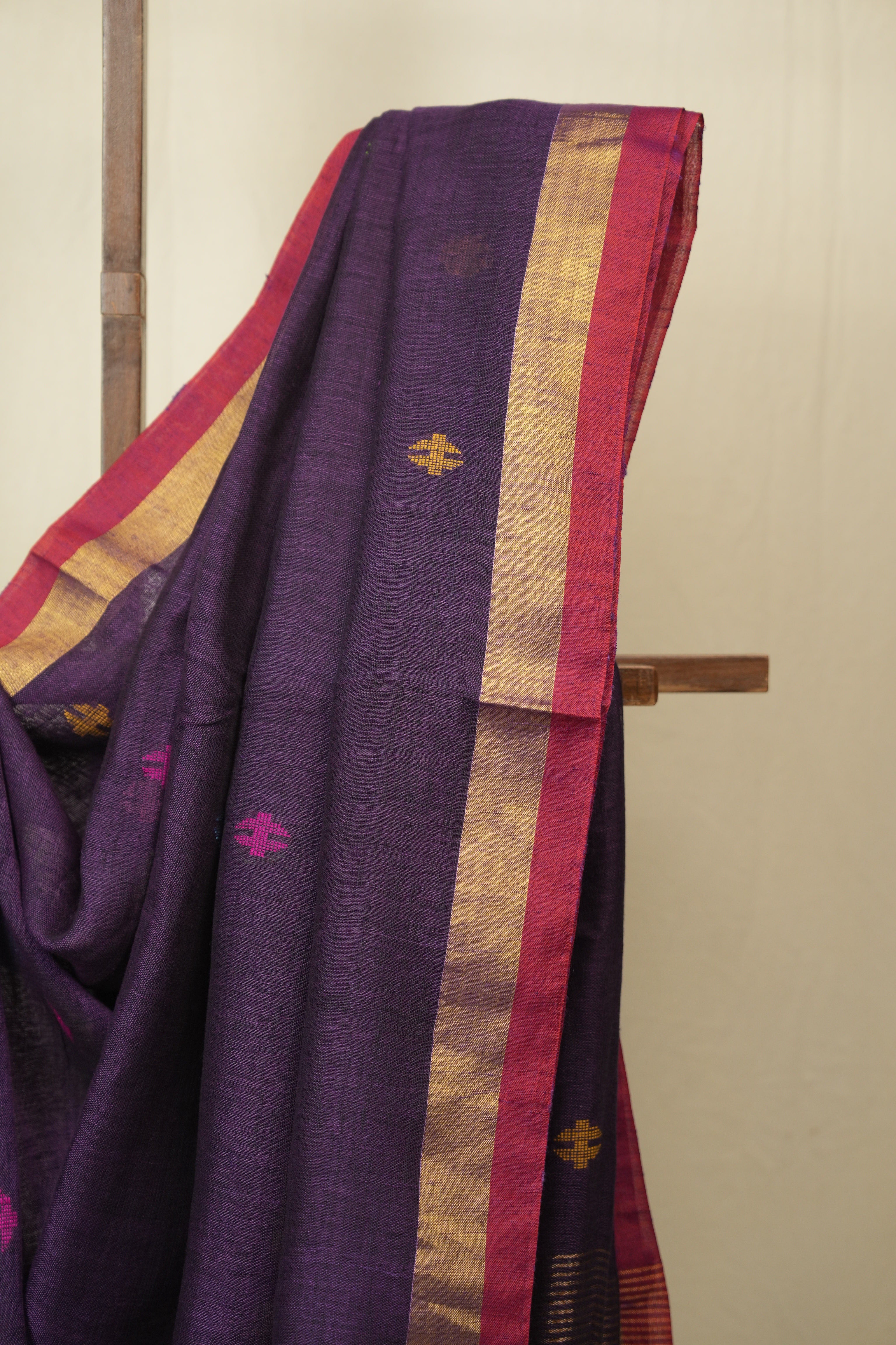 Purple Linen Jamdani Saree - SRPLJS522